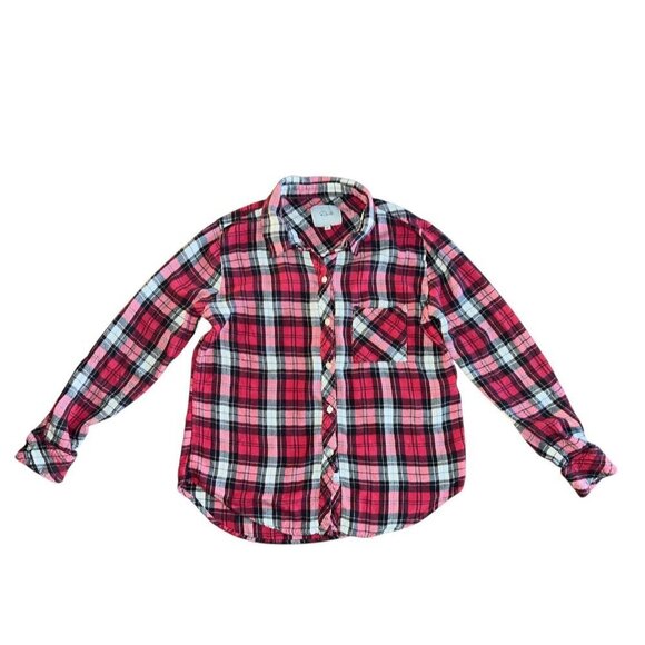 Rails Womens Medium Hunter Plaid Flannel Shirt Scarlet Ash White Button Up Top - Picture 6 of 7